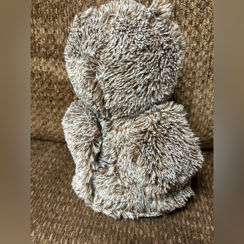 Gray and Orange Plush Owl Toy with Floral Detail - Picture 3 of 5